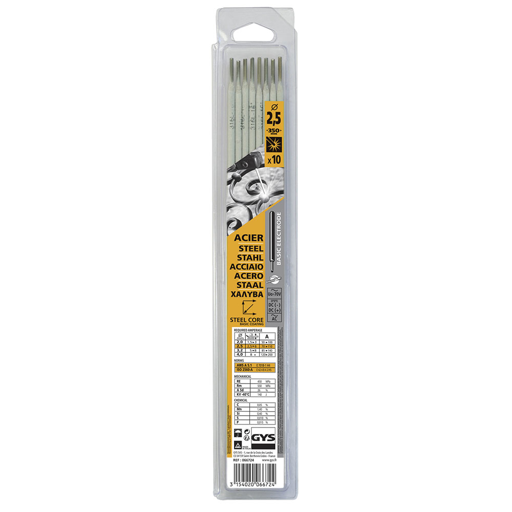 GYS BASIC E7018 bázikus hegesztő elektróda, 2.5 mm, 10 szál/csomag termék fő termékképe